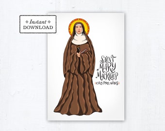 St. Mary MacKillop Prayer Card, Art Print, Instant Download, DIY Downloadable PDF 5"x7" Printable Saint Confirmation Gift