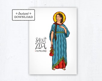 St. Zita of Lucca Card - Art Print - Instant Download - DIY Downloadable PDF 5"x7"