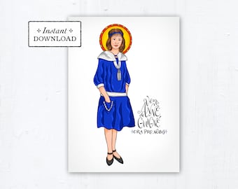 Venerable Anne de Guigné Card - Art Print - Instant Download - DIY Downloadable PDF 5"x7" Catholic Saint Printable Confirmation Gift