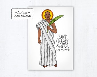 St. Charles Lwanga Card - Art Print - Instant Download - DIY Downloadable PDF 5"x7" Catholic Saint Printable Saint Art Confirmation Gift