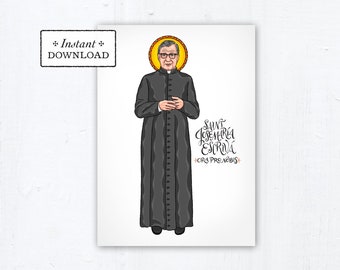 Saint Josemaría Escrivá Card - Art Print - Instant Download - DIY Downloadable PDF 5"x7" Catholic Saint Printable Confirmation Gift