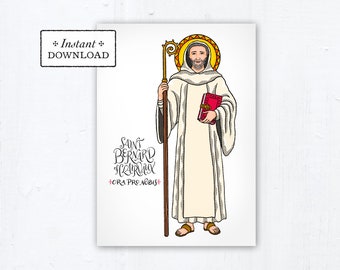 Saint Bernard of Clairvaux Card - Art Print - Instant Download - DIY Downloadable PDF 5"x7" Catholic Saint Printable Confirmation Gift