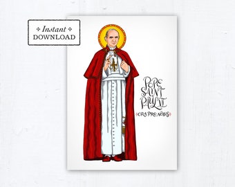 Pope Saint Paul VI Card - Art Print - Instant Download - DIY Downloadable PDF 5"x7" Catholic Saint Printable Confirmation Gift