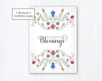 Birthday Blessings Catholic Birthday Card - Instant Download - Downloadable PDF 5"x7" - Catholic Printable Birthday Card Catholic Birthday