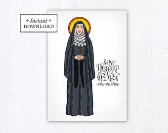 Saint Hildegard of Bingen - Art Print - Instant Download - DIY Downloadable PDF 5"x7" Catholic Saint Printable Confirmation Gift