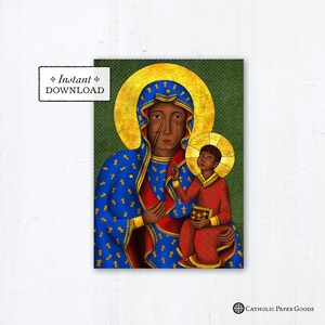 Our Lady of Czestochowa Prayer Card - Art Print - Instant Download - DIY Downloadable PDF 5"x7" Catholic Printable Marian Prayer Card