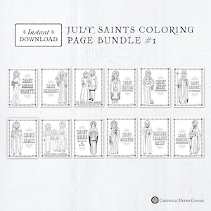 Catholic Coloring Pages - July Saints Set #1 - Bundle of 11 - Catholic Saints - Printable Coloring Pages - Digital - PDF