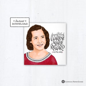 Servant of God Charlene Marie Richard Square Prayer Card, Square, Instant Download, DIY Downloadable PDF 5.25"x5.25" Prayer Card