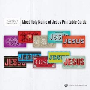 Most Holy Name of Jesus Printable Cards, Instant Download, DIY Downloadable Catholic Cards, Jesus, Holy Name of Jesus