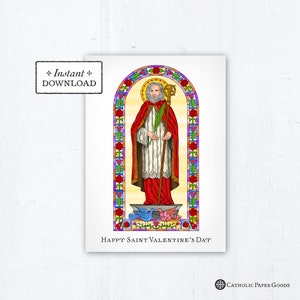 St. Valentine's Day Card, Instant Download, DIY Downloadable PDF 5"x7" Printable Saint Valentine Greeting Card Catholic Valentine's Day Card