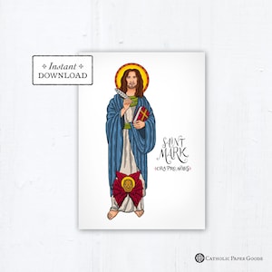 St. Mark Card - Art Print - Instant Download - DIY Downloadable PDF 5&quot;x7&quot;