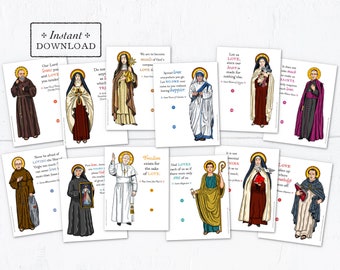 Catholic Saints Valentine Exchange Cards Set 1 - Printable - DIY Downloadable PDF - 8.5x11 - Catholic Printable Valentine Saints Valentines