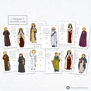 Catholic Saints Valentine Exchange Cards Set 1 - Printable - DIY Downloadable PDF - 8.5x11 - Catholic Printable Valentine Saints Valentines