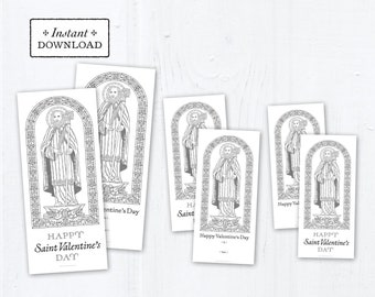 St. Valentine Printable Coloring Page Catholic Exchange Cards, Instant Downloadable PDF, St. Valentine's Day Exchange Cards Catholic