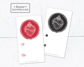 Catholic Sacred Heart Woodcut Valentine Exchange Cards - Printable - DIY Downloadable PDF - 8.5x11 - Catholic Printable Valentine