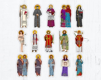 Catholic Saints 4 Inch Individual Die Cut Vinyl Stickers Peel & Stick Catholic Saint Stickers Set 3 St Scholastica Bernard Sebastian Stephen