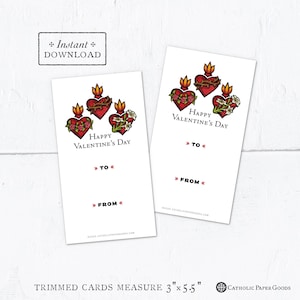 Katholische Sacred Heart Trio Valentine Exchange Cards - Printable - DIY herunterladbare PDF - 8,5x11 - Katholische druckbare Valentine