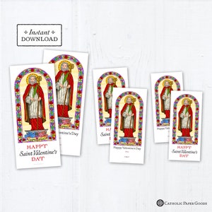 Cartoline di scambio cattolico stampabili di San Valentino, PDF scaricabile istantaneamente, Cartoline di scambio cattolico di San Valentino