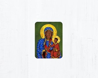 Our Lady of Czestochowa Magnet 3" Thin, flexible magnet for refrigerator or locker Our Lady of Częstochowa Black Madonna Magnet