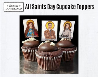 All Saints Day Cupcake Toppers, Catholic All Saints Day Party Decor, Catholic Party Decor, Printable 2" Tall Printable Cupcake Toppers