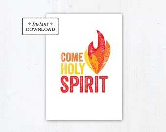 Come Holy Spirit Catholic Confirmation Greeting Card, Instant Download, Printable 5x7 Confirmation Card, Catholic Sacrament Card Pentecost