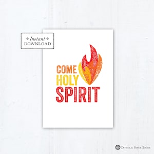 Come Holy Spirit Catholic Confirmation Greeting Card, Instant Download, Printable 5x7 Confirmation Card, Catholic Sacrament Card Pentecost
