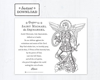 Saint Michael the Archangel Prayer Coloring Page, Printable Coloring Page, Digital Coloring Page, PDF, Catholic Coloring Page