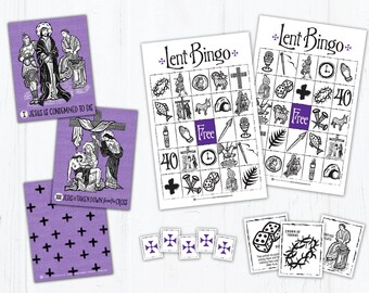 Stations of the Cross Memory Game and Lent Bingo Game Bundle, Catholic Games for Kids, Printable Games, Lent Activities for Kids, Lent Games