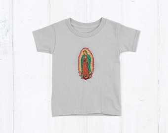 Our Lady of Guadalupe Kid's Catholic T-shirt Gray T-shirt Youth M - XL