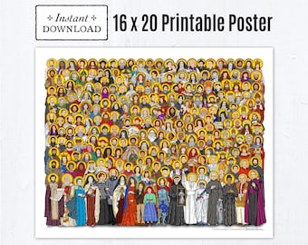 All Saints Printable Poster 16x20, All Saints Day Decoration, Instant Download, Printable PDF All Saints Day Party, Catholic Classroom Decor
