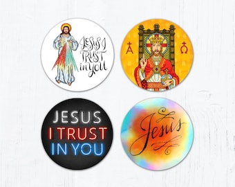 Catholic Jesus Stickers 3" Vinyl Divine Mercy OR Christ the King OR Jesus I Trust in You OR Jesus Holographic Weatherproof Peel & Stick