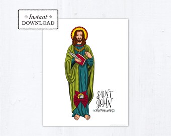 Saint John the Evangelist Frameable Art Print, Instant Download, DIY Downloadable PDF 8"x10" Catholic Confirmation Gift St John