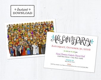 All Saints Day Party Invitation Customizable Template - Downloadable PDF 5"x7"