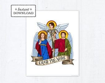 Archangels Frameable Art Print Saint Poster, Instant Download, Downloadable PDF 8"x10" Saint Squad St Michael St Gabriel St Raphael