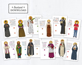 Catholic Saints Valentine Exchange Cards Set 2 - Printable - DIY Downloadable PDF - 8.5x11 - Catholic Printable Valentine Saints Valentines