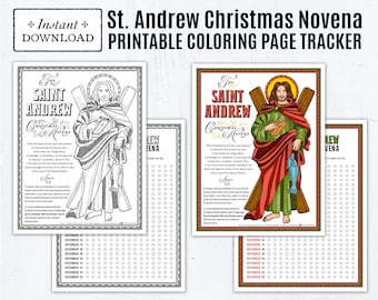 St. Andrew Christmas Novena Catholic Coloring Page, 2 Versions: Color & Black and White, Printable, Catholic Advent Activity, Digital, PDF