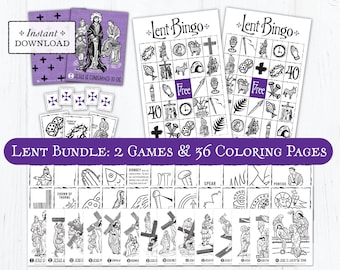 Stations of the Cross Memory Game - Lent Bingo Game - 36 Coloring Page Bundle - Catholic Games for Kids - Printable - PDF Print it Yourself