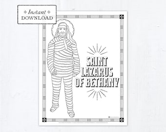 Catholic Coloring Page - Saint Lazarus of Bethany - Catholic Saints - Printable Coloring Page - Digital - PDF