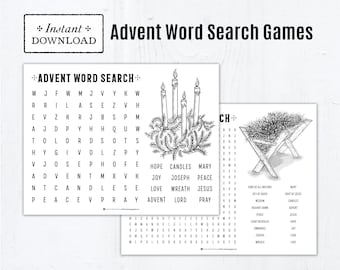 Advent Word Search Activity, Catholic Coloring Pages, 2 Versions with Answer Keys, Printable Coloring Pages, Digital, PDF, Advent Classroom