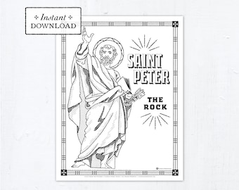 Catholic Coloring Page - Saint Peter - Catholic Saints - Printable Coloring Page - Digital - PDF