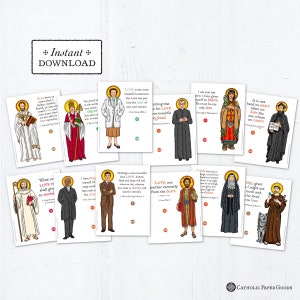 Catholic Saints Valentine Exchange Cards Set 3 - Printable - DIY Downloadable PDF - 8.5x11 - Catholic Printable Valentine Saints Valentines