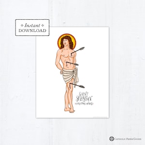 Saint Sebastian Frameable Art Print, Instant Download, DIY Downloadable PDF 8"x10" Catholic Confirmation Gift St Sebastian