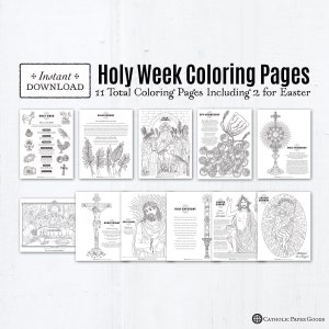 Holy Week Coloring Pages, Bundle of 11, Printable Palm Sunday Spy Wednesday Holy Thursday Good Friday Holy Saturday Easter Coloring Pages image 1