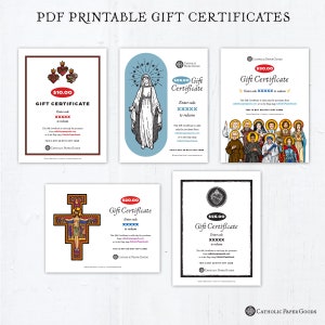 Gift Certificate Catholic Paper Goods Downloadable PDF Gift Certificate 8.5&quot; x 11&quot; DIY Gift Certificate Christmas Gift Birthday Gift