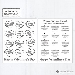 Katholische Gesprächsherzen Malseite, Katholischer Valentinstag, Ausmalseite zum Ausdrucken, digital, PDF Valentinstag Malseite