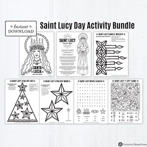 Saint Lucy Day Activity Bundle: Coloring Pages & Games (Printable PDF)