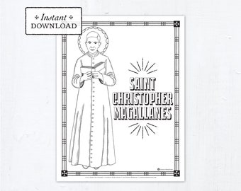 Catholic Coloring Page - Saint Christopher Magallanes - Catholic Saints - Printable Coloring Page - Digital - PDF