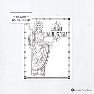 Catholic Coloring Page - Saint Augustine - Catholic Saints - Printable Coloring Page - Digital - PDF
