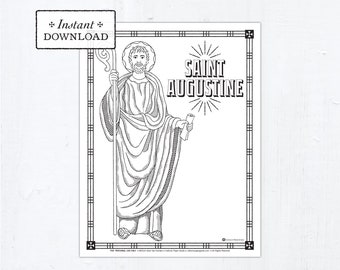 Catholic Coloring Page - Saint Augustine - Catholic Saints - Printable Coloring Page - Digital - PDF