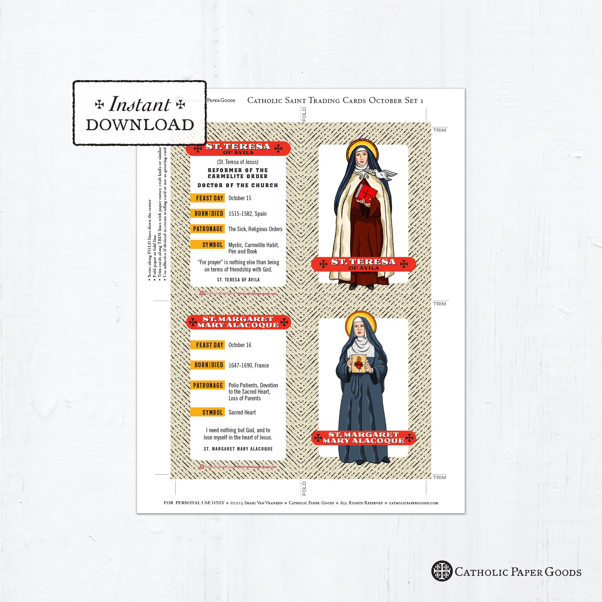 catholic-saint-trading-cards-october-set-1-printable-plus-bonus